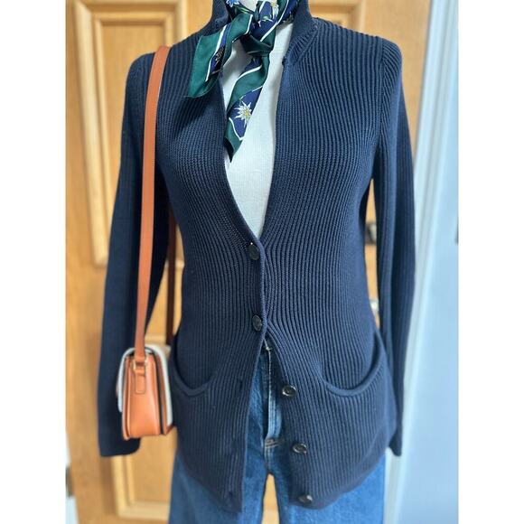 Liz Claiborne Sweaters - Liz Claiborne Women’s Cotton Cardigan Sweater Navy Blue Knit Medium Pockets